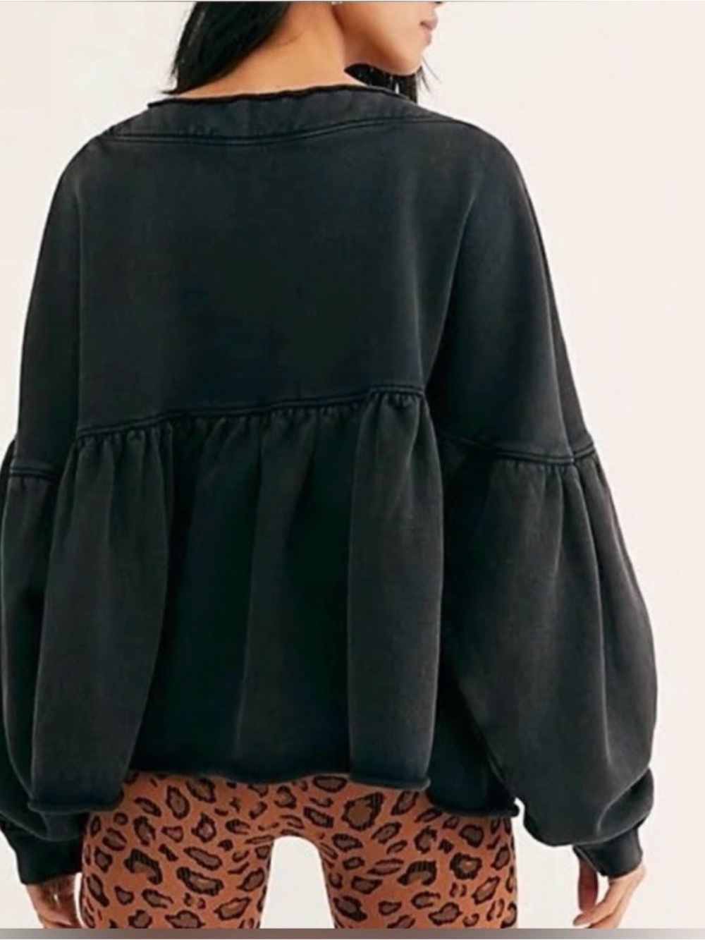 Free People Lucy Black Peplum
Sweatshirt Top - Picture 2 of 4